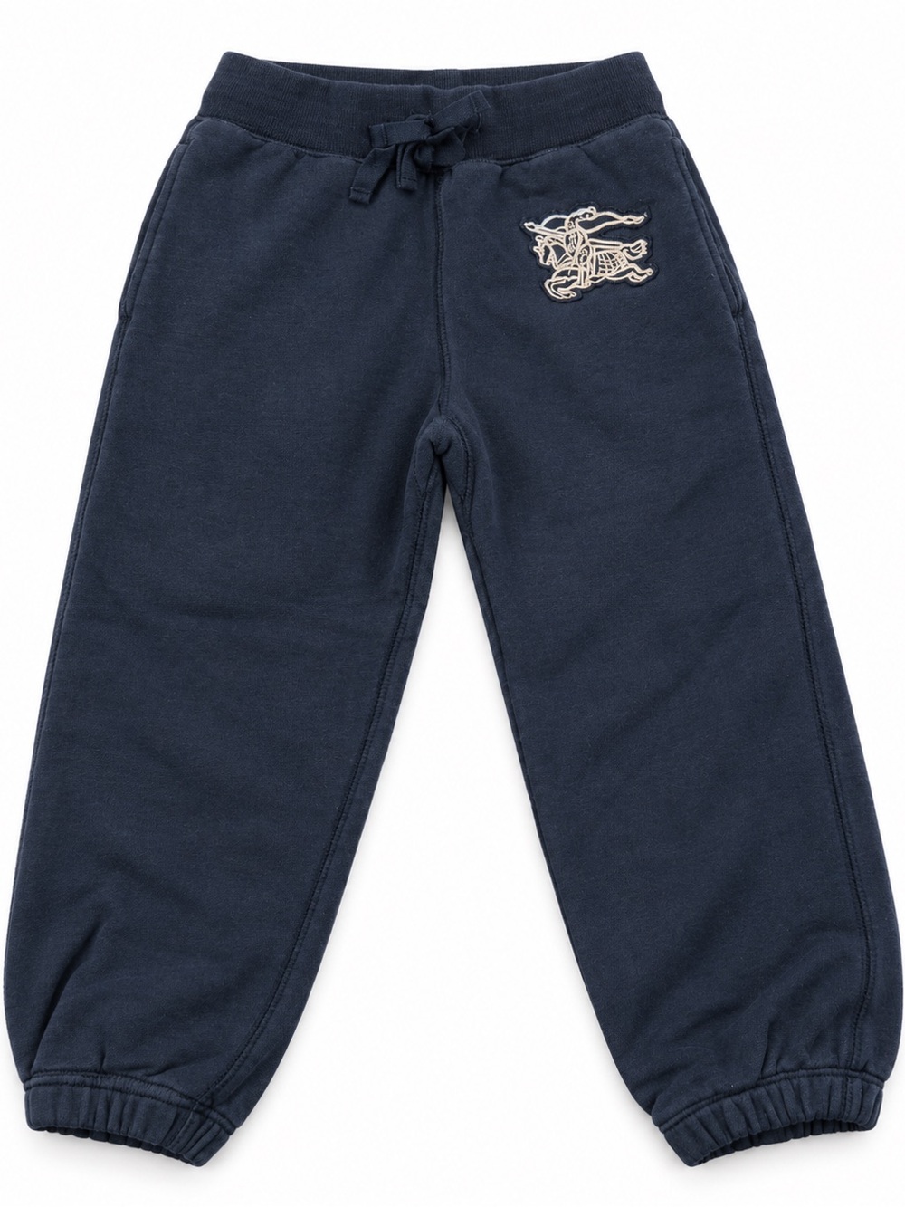 Burberry Navy Sweatpants with Cream Embroidered Crest